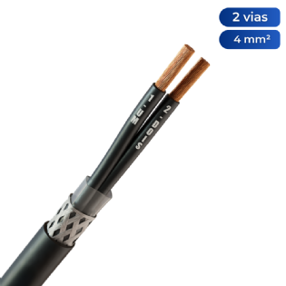 Cabo Comando/Controle 2x4,00 mm² Blindado Malha de Cobre Estanhado Preto