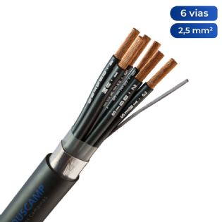 Cabo Comando/Controle 6x2,50 mm² Blindado Fita Aluminizada Preto
