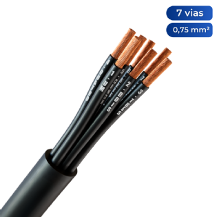 Cabo Comando/Controle 7x0,75 mm² Sem Blindagem Preto