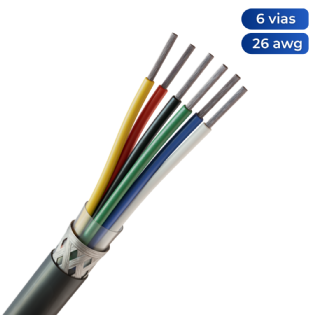 Cabo AFT 6X26 Awg Blindado em Malha de Cobre Estanhado Preto Marca Sparflex