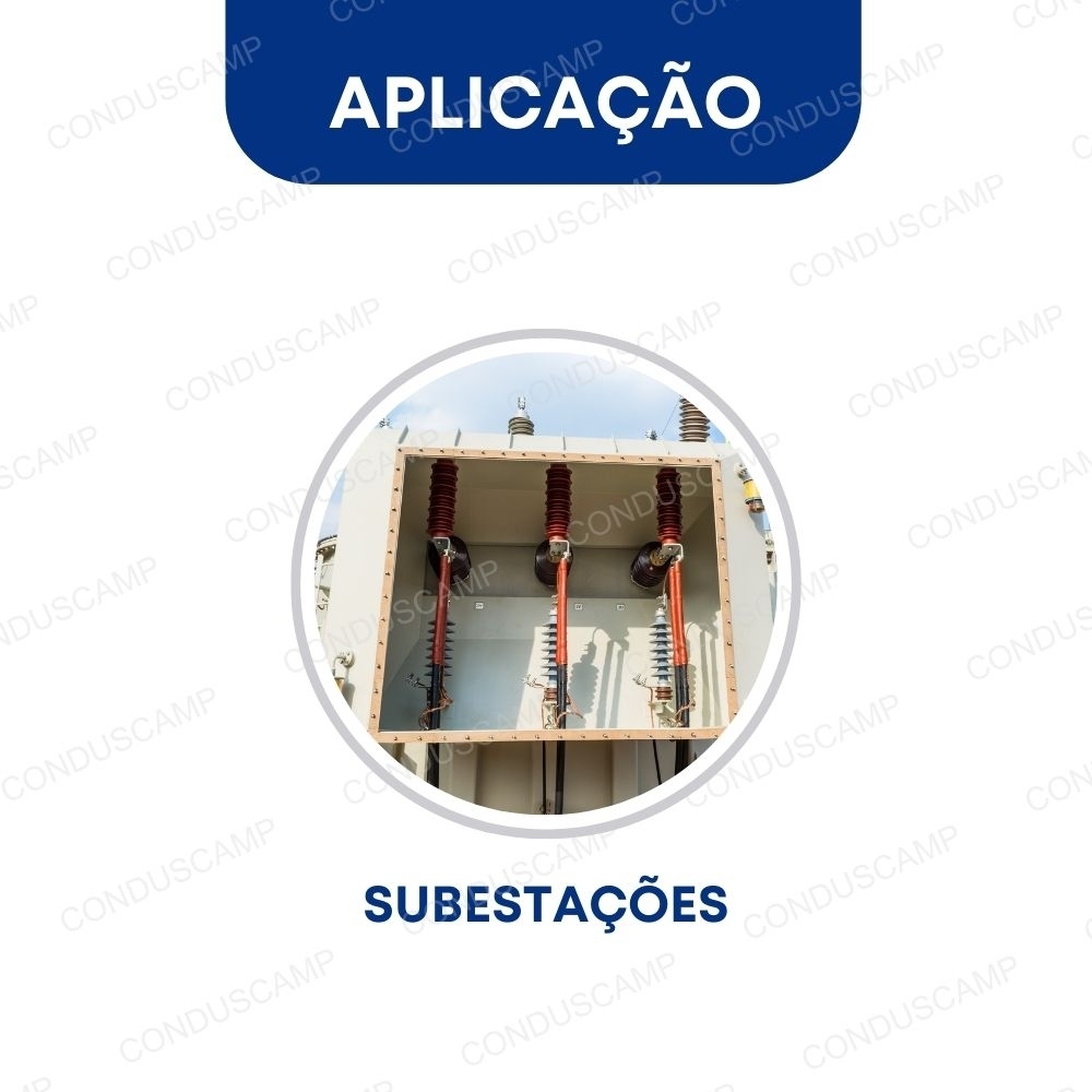 Imagem com foto e texto sobre aplicações e utilização do cabo de média tensão de 70mm2: subestações.